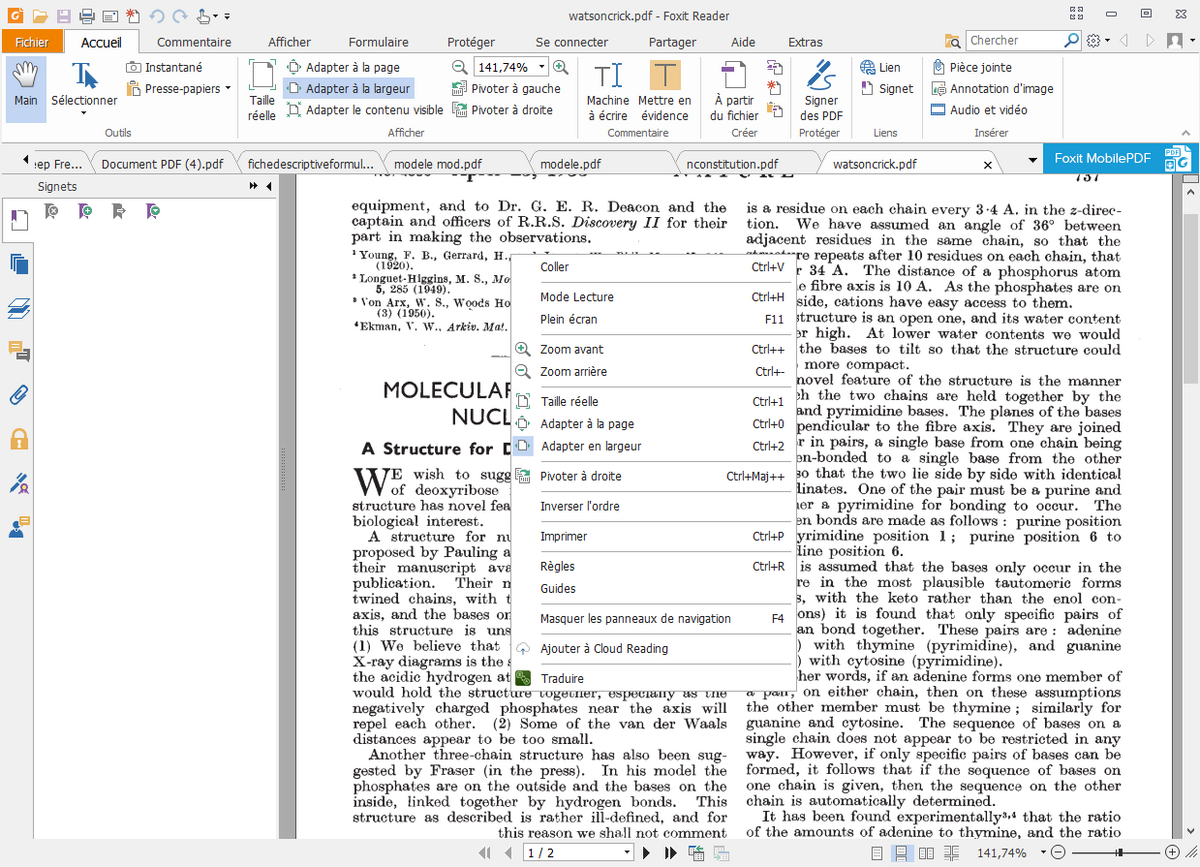 Foxit Reader vous permettra d'ouvrir et de visionner rapidement vos fichiers PDF. Ses principaux atouts restent sa réactivité et sa légèreté avec une faible consommation en mémoire vive. © Clubic