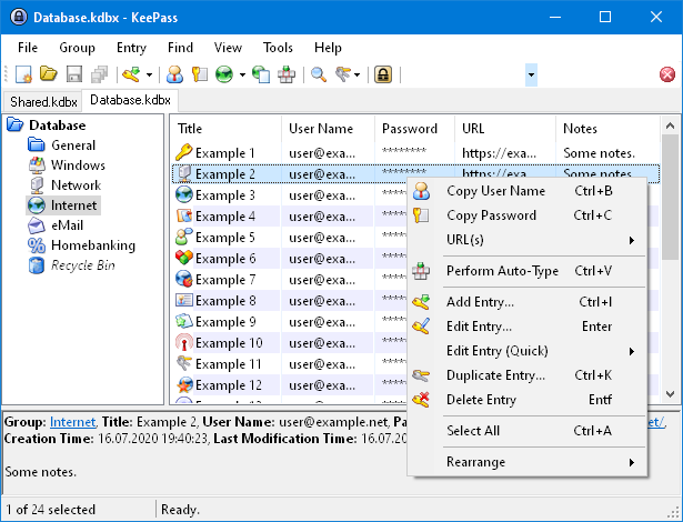 KeePass - L'interface du logiciel